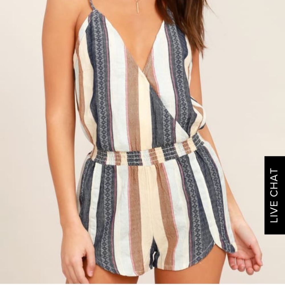 BRENDA NAVY BLUE STRIPED ROMPER
